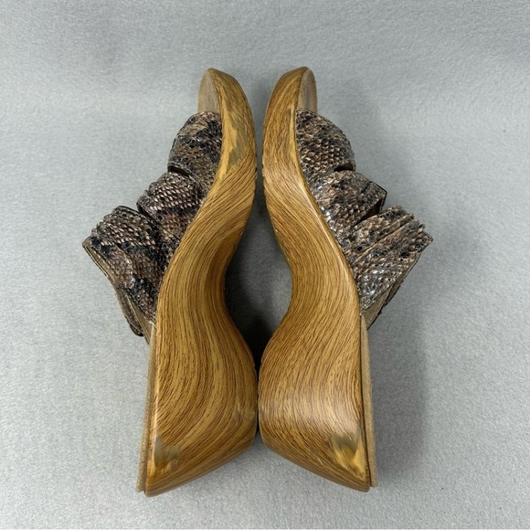 Abeo Darcy Sz 7 Dress Sandal Wedge Platform Slide Adjustabl Snake Print Leather - Picture 12 of 12